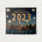 新企業の年 City Fireworksの写真の背景 タペストリー (正面(横))