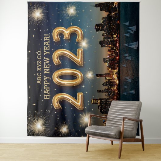 新企業の年 City Fireworksの写真の背景 タペストリー (インサイチュ)