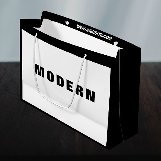 新企業の黒企業ミニマルモダンリスト ラージペーパーバッグ