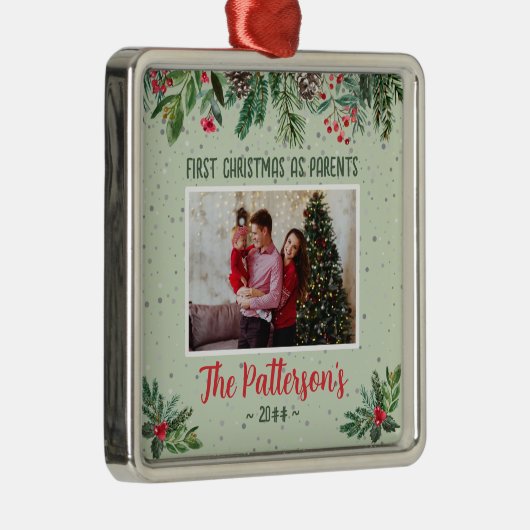 新伝統的親としての初めてのクリスマス メタルオーナメント (右)