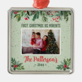 新伝統的親としての初めてのクリスマス メタルオーナメント (正面)