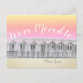 「新住所です」日没のビーチハウス 海辺のポストカード 案内ポストカード