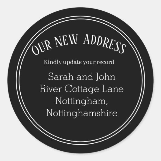 新住所の引越し案内のシール ラウンドシール (正面)