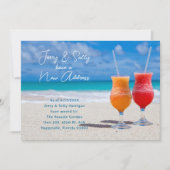 新住所アナウンスビーチカップル 招待状 (正面)