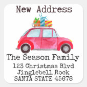 新住所カークリスマスプレゼントの住所 スクエアシール (正面)