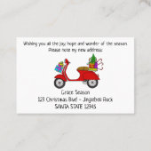 新住所クリスマスプレゼント付き赤レトロスクーター 名刺 (裏面)