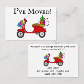 新住所クリスマスプレゼント付き赤レトロスクーター 名刺 (正面/裏面)