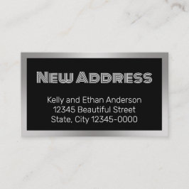 新住所ブラックシルバー引越し案内カード エンクロージャーカード