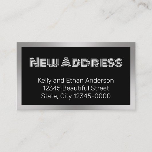 新住所ブラックシルバー引越し案内カード エンクロージャーカード (正面)