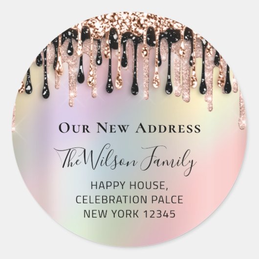 新住所ホログラフのRSVP変更を移転 ラウンドシール (正面)