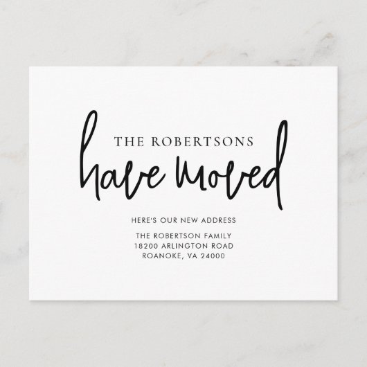 新住所モダン書簡ミニマリスト移動 案内ポストカード (正面)