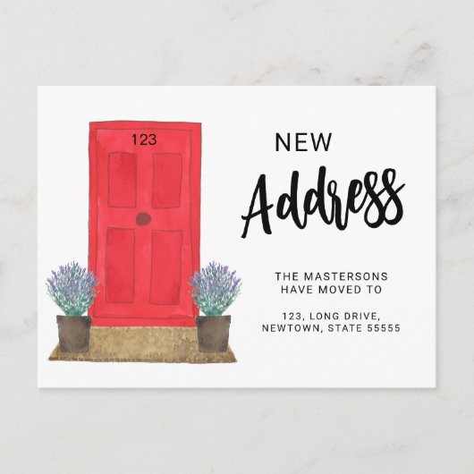 新住所レッドドア引越し案内はがき 案内ポストカード (正面)