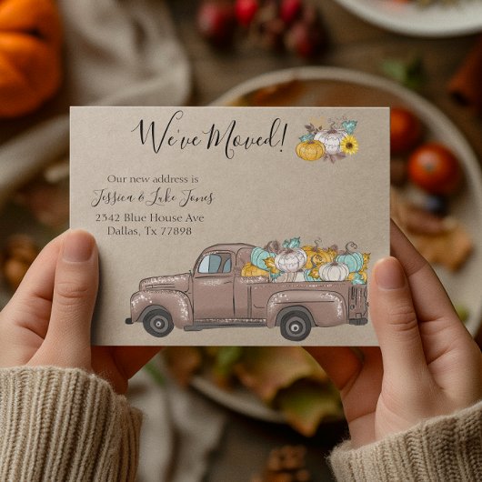 新住所引越し発表秋カボチャ 案内ポストカード