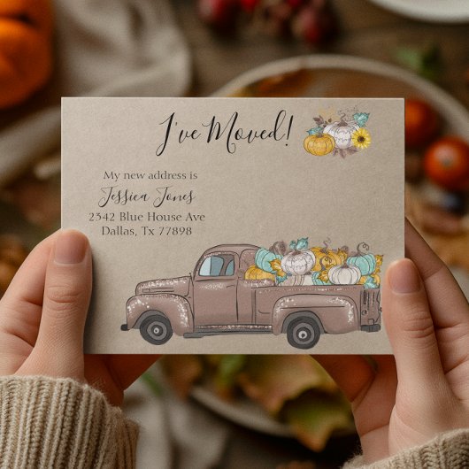 新住所引越し発表秋カボチャ 案内ポストカード