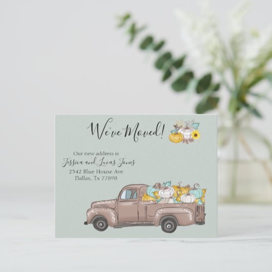 新住所引越し発表秋カボチャ 案内ポストカード (スタンド正面)