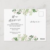 新住所、緑の引っ越し案内はがき ポストカード (裏面)