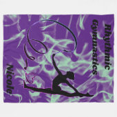 新体操パープルとミントスワール フリースブランケット (正面(横))