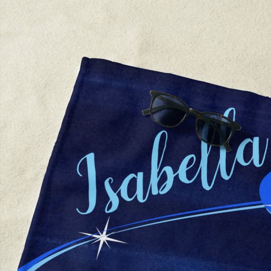 新体操ブルー抽象芸術とシルバーグラム ビーチタオル (インサイチュ)