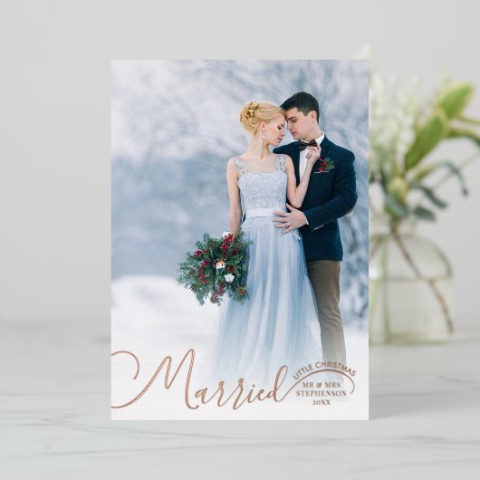 新作スクリプト結婚したリトルクリスマス2写真 箔シーズンカード (立ち正面)