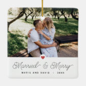 新作結婚した写真とメリー2枚 セラミックオーナメント (裏面)