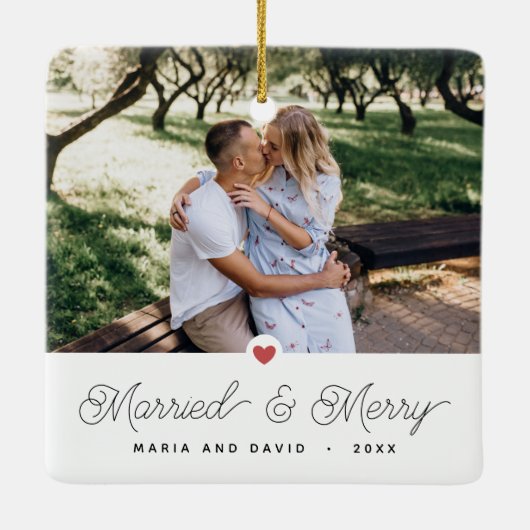 新作結婚した写真とメリー2枚 セラミックオーナメント (裏面)