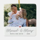 新作結婚した写真とメリー2枚 セラミックオーナメント (正面)