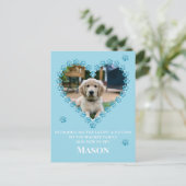 新入りの子犬の紹介フォトカード インビテーションポストカード (スタンド正面)