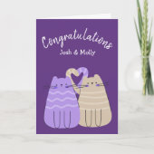 新入生の猫たち、紫おめでとう カード (正面)