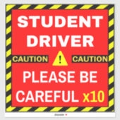 新入生ドライバー(赤い警告/警告標識) シール (シート)