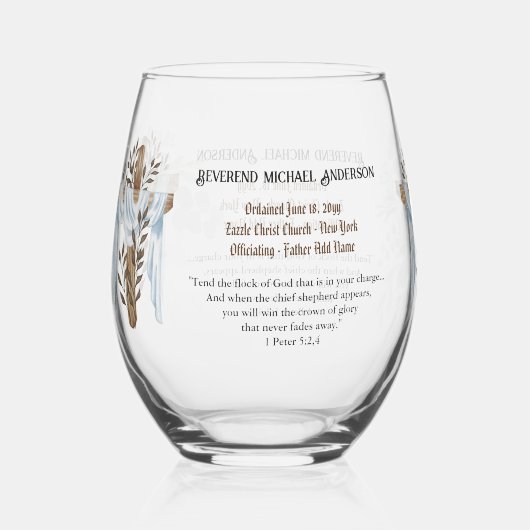 新出祭司牧師デアコン大臣 ステムなしワイングラス (正面)