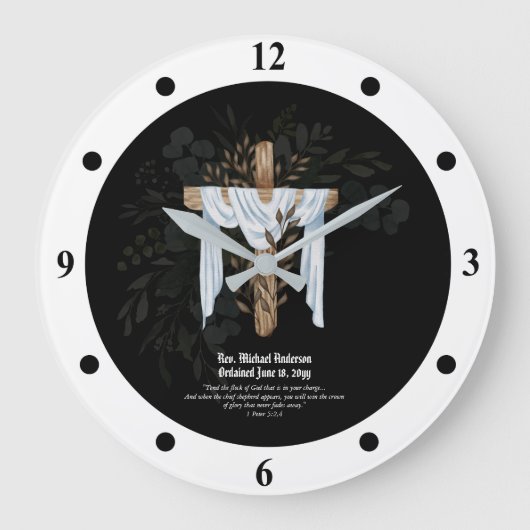 新出祭司牧師デアコン大臣 ラージ壁時計 (正面)