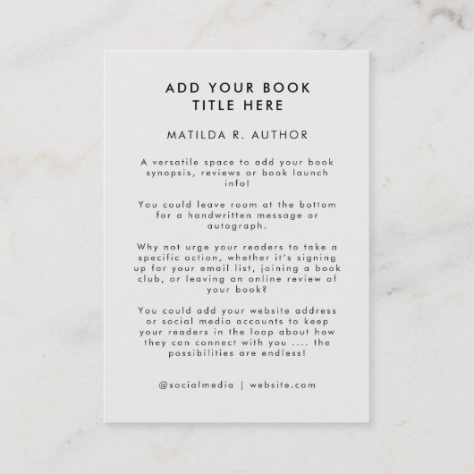 新刊発売 | 著者プロモーションカバーアートワーク 名刺 (裏面)