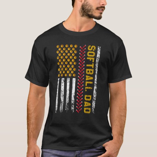 新初パパソフトボールパパアメリカ国旗の砦 Tシャツ (正面)