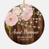 新叔母パーソナライズされた景酒カントリー木目 セラミックオーナメント (裏面)