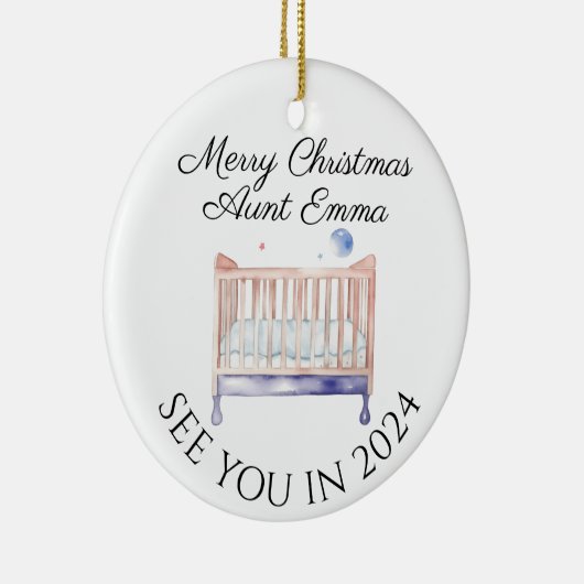 新叔母新生児妊娠の発表デザイン セラミックオーナメント (右)