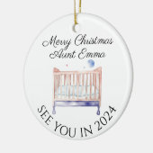 新叔母新生児妊娠の発表デザイン セラミックオーナメント (左)