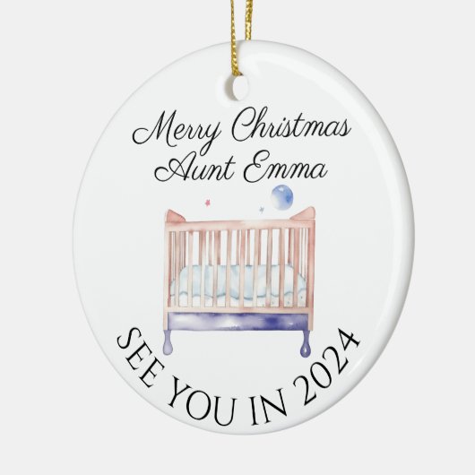 新叔母新生児妊娠の発表デザイン セラミックオーナメント (左)