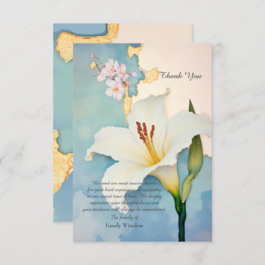 新古典フローラ悔やみや弔慰サンキューカード サンキューカード (正面/裏面)