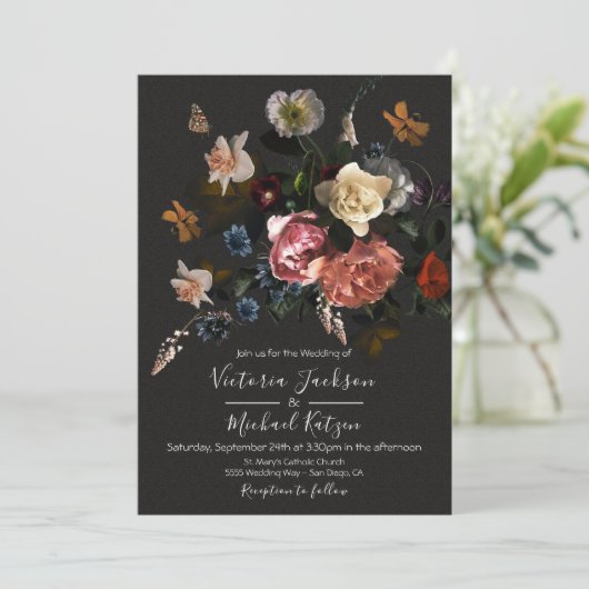 新古典派フローラダーク&ムーディ結婚ーズ 招待状 (スタンド正面)