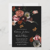 新古典派フローラムーディ結婚&ダーク 招待状 (正面)