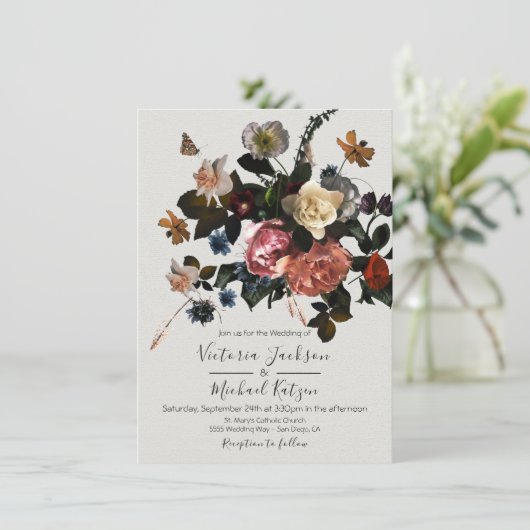 新古典派フローラライト&エアリ結婚ーズ 招待状 (スタンド正面)