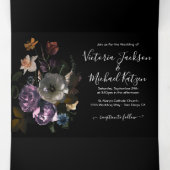 新古典派ムーンライトフローラダーク&ムーディ結婚ーズ 三つ折り招待状 (内部中)