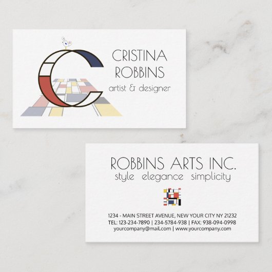 新可塑性スタイルアートモノグラム。文字С 名刺 (正面/裏面)