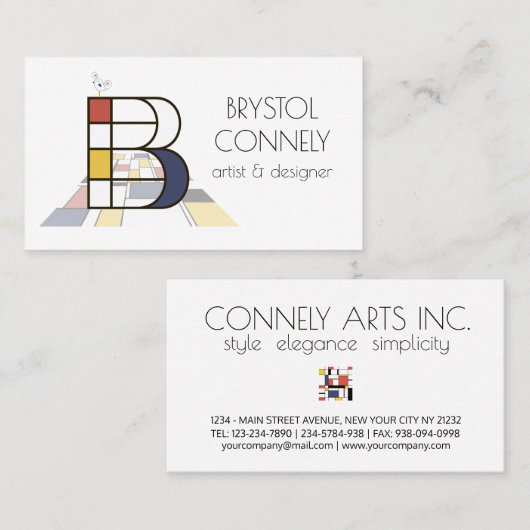 新可塑性スタイルアートモノグラム。文字B 名刺 (正面/裏面)