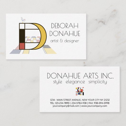 新可塑性スタイルアートモノグラム。文字D 名刺 (正面/裏面)