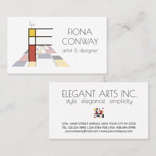 新可塑性スタイルアートモノグラム。文字F 名刺 (正面/裏面)