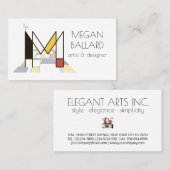 新可塑性スタイルアートモノグラム。文字M 名刺 (正面/裏面)