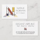 新可塑性スタイルアートモノグラム。文字N 名刺 (正面/裏面)