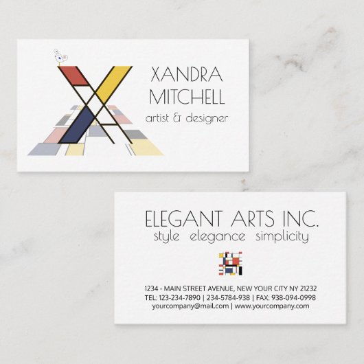 新可塑性スタイルアートモノグラム。文字X 名刺 (正面/裏面)