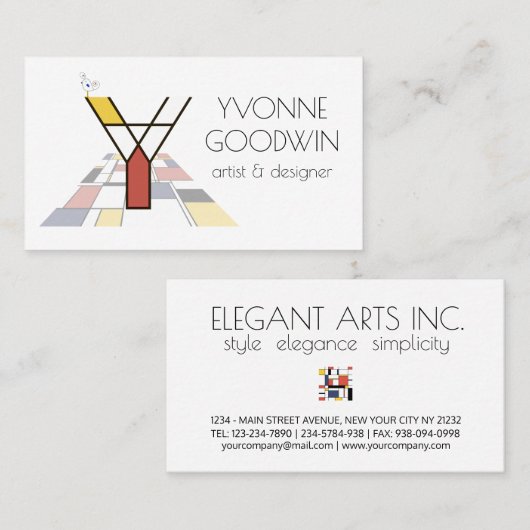 新可塑性スタイルアートモノグラム。文字Y 名刺 (正面/裏面)